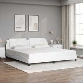 Giroletto Con Testiera Bianco 200x200 Cm İn Similpelle /