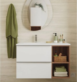 Mobile da bagno sospeso sotto lavabo L 80 x H 55 x P 45 cm bianco laminato opaco, 2 cassetti SENSEA Modern