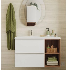 Mobile da bagno sotto lavabo SENSEA Modern bianco laminato opaco L 80 x H 55 x P 45 cm 2 cassetti, lavabo non incluso