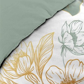 Set copripiumino e federa bianco/verde in cotone per letto matrimoniale ed esteso 240x220 cm Lolita – douceur d'intérieur
