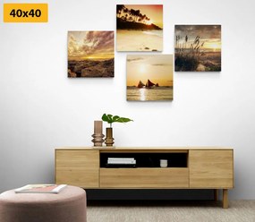 Set di quadri – Tramonto incantevole al mare