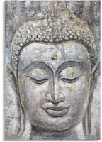 Dipinto su Tela Face Buddha Light 80x120x3 cm Cornice in Legno di Pino Multicolor