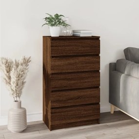 Cassettiera Rovere Marrone 60x36x103 Cm İn Legno Multistrato /