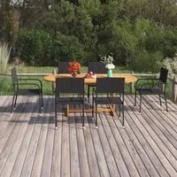 Set Mobili da Pranzo per Giardino 7 pz in Polyrattan Nero 3070772