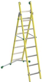 Scala a sfilo FACAL Vetroprima 2 rampe in fibra di vetro 2 x 8 gradini portata massima 150 kg EN 131 per lavori fino a 5.1 m