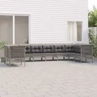 Set Divani da Giardino 9 pz con Cuscini in Polyrattan Grigiocod mxl 124612