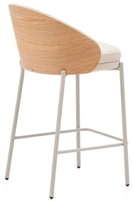 Kave Home - Sgabello Eamy in ciniglia beige, impiallacciato in frassino con rifinitura naturale e meta