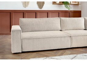 Divano angolare in velluto a coste color crema, angolo destro Nihad modular - Bobochic Paris