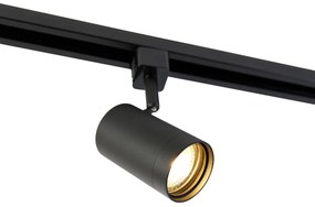 Sistema di illuminazione a binario moderno con 6 faretti nero 1 fase 286cm - Iconic Jeana