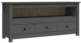 Mobile porta tv grigio 114x35x52 cm in legno massello di pino