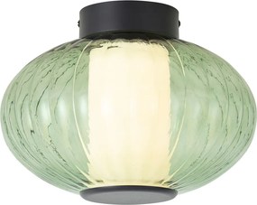 Plafoniera di design nera 28cm con vetro verde incl. LED dimmerabile a 3 fasi - Margherite