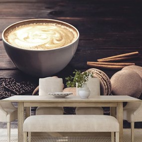 Carta da parati autoadesiva – Caffè con macarons al cioccolato