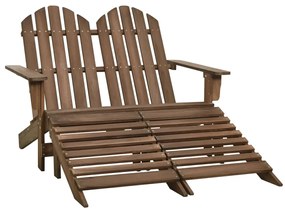 Sedia 2 posti adirondack con ottomana in abete massello marrone