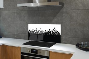 Pannello paraschizzi cucina Spartiti in bianco e nero 100x50 cm