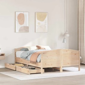 Letto Senza Materasso 140x190 Cm İn Legno Massello Di Pino /