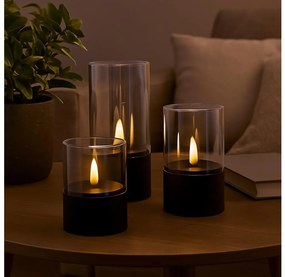 Brilliant - Set di 3 candele LED BOUGIE LED/2xAA IP44 nero/fumé