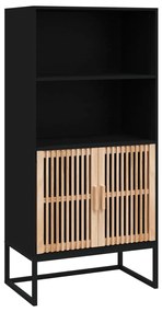 Credenza nera 60x35x125 cm in legno multistrato