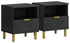 Comodino Nero 40x33x46 Cm İn Legno Multistrato /
