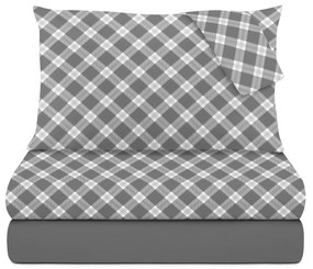 Completo letto matrimoniale in cotone Scozzese grigio