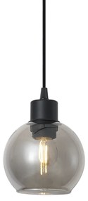 Lampada a sospensione moderna nera con vetro fumé per sistema a binario monofase - Iconic Lava