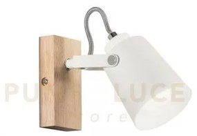 Applique a parete eda bianca e legno 1 luce attacco e14 15,9x12,3x1...