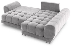 Divano letto angolare grigio chiaro con rivestimento in velluto, angolo destro Nuage - Windsor &amp; Co Sofas