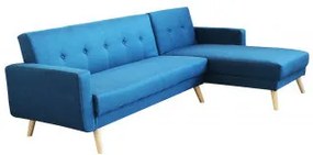 Divano Letto Moderno con Struttura in Metallo e Legno, Blu melange