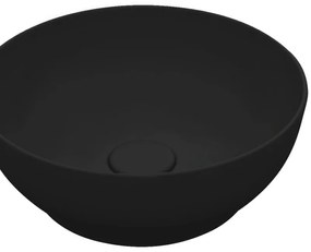 Lavabo da appoggio OLYMPIA CERAMICA tondo piletta non inclusa in ceramica nero piletta non inclusa