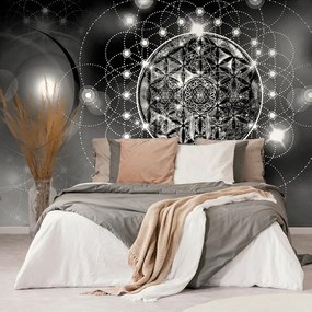 Carta da parati – Mandala affascinante in bianco e nero