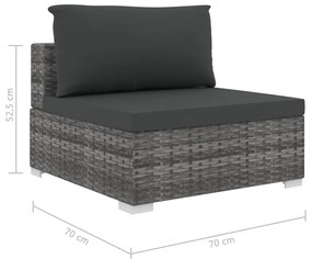 Set Divani da Giardino 5 pz con Cuscini in Polyrattan Grigio