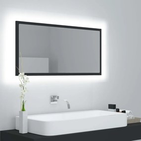 Specchio da bagno a led grigio 90x8,5x37 cm in acrilico