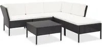 Set Divani da Giardino 6 pz con Cuscini in Polyrattan Nero 48940