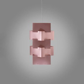 Sospensione Moderna 1 Luce Building In Polilux Rosa Metallico D60 Made In Italy