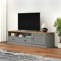 Mobile Porta TV VIGO Grigio 156x40x40 cm Legno Massello di Pino 353174