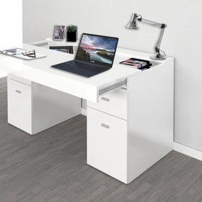 Scrivania  L 130 x H 75 x P 60 cm bianco strutturato