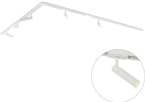 Sistema di illuminazione a binario moderno con 5 faretti bianchi monofase - Iconic Ivy