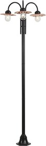 Lampada da esterno nera con rame 235cm 3 luci IP44 - Monaco