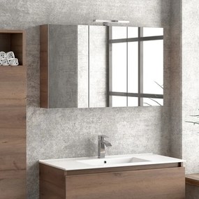 Composizione bagno sospesa 100cm: mobile con lavabo, specchio contenitore e colonna  TOD-100F - KAMALU