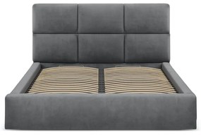 Letto matrimoniale imbottito grigio con contenitore con rete inclusa 140x200 cm Libera – Windsor &amp; Co Sofas