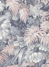 Cole & Son Carta da parati Royal Fernery - Slate Blue & Blush Pink