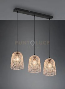 Lovis sospensione 3 diffusori in rattan naturale l. 76cm
