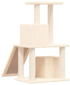 Albero per gatti con tiragraffi in sisal crema 82 cm
