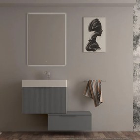 Cassetti in truciolare Modula BADEN HAUS L 90 x L 45 cm grigio nuvola frontale liscio