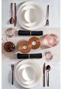 Servizio di piatti 18 pezzi in porcellana bianca con dettagli in rame