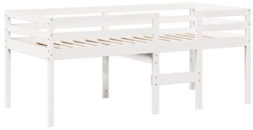 Letto a soppalco con tetto bianco 90x200 cm legno massello pino