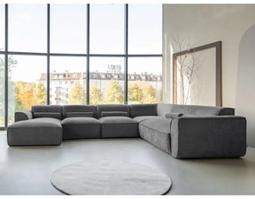 Divano angolare componibile grigio (con penisola a destra/a forma di "U") Flex Felix – Miuform