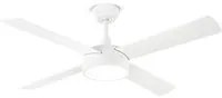 Ventilatore Metallo Bianco Opaco Led 22W 4 Pale Legno Bianco Noce Chiaro Orione