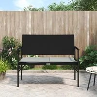 Panca da Giardino a 2 Posti con Cuscino in Polyrattan Nero 364119