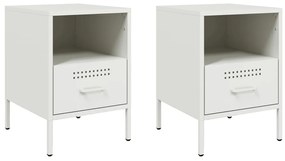 Comodini 2pz bianchi 36x39x50,5cm in acciaio laminato a freddo