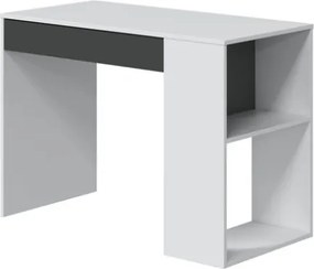 Scrivania Con Cassetto Moderna 101x50x73 Reversibile Con Ripiani Laterali Bianca